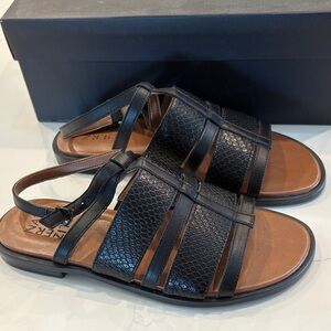 Naturalizer Black Textured Leather Sandals